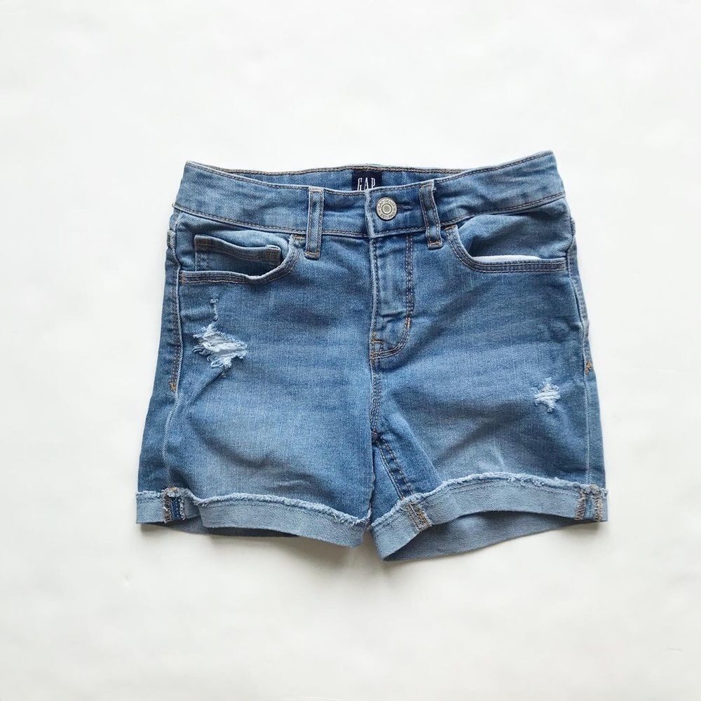 Gap Denim distressed stretch midi short EUC 8Y